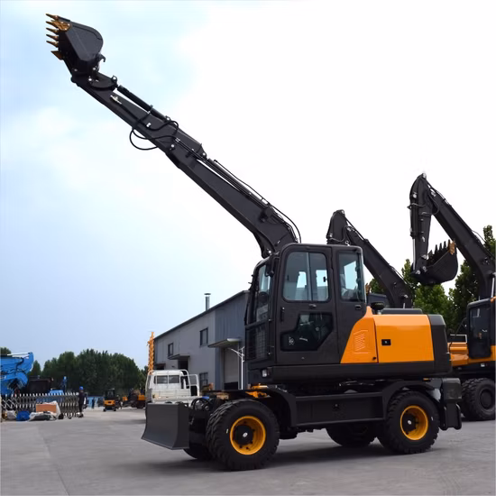 Miniexcavadoras excavadoras de 6 toneladas y 9 toneladas con aprobación CE, máquina de movimiento de tierras, excavadora de ruedas hidráulica